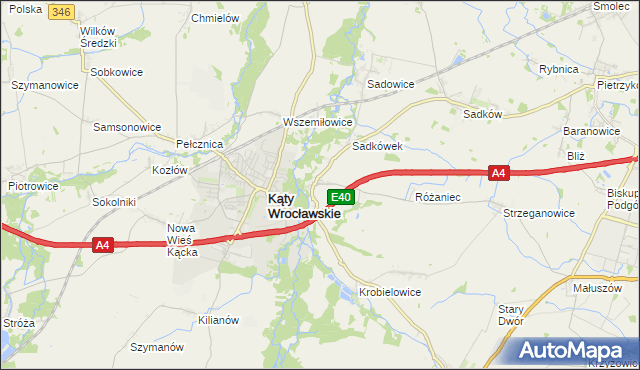 mapa Sośnica gmina Kąty Wrocławskie, Sośnica gmina Kąty Wrocławskie na mapie Targeo