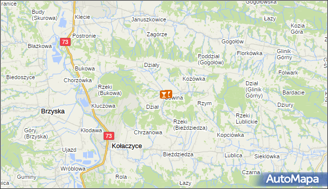 mapa Sowina gmina Kołaczyce, Sowina gmina Kołaczyce na mapie Targeo