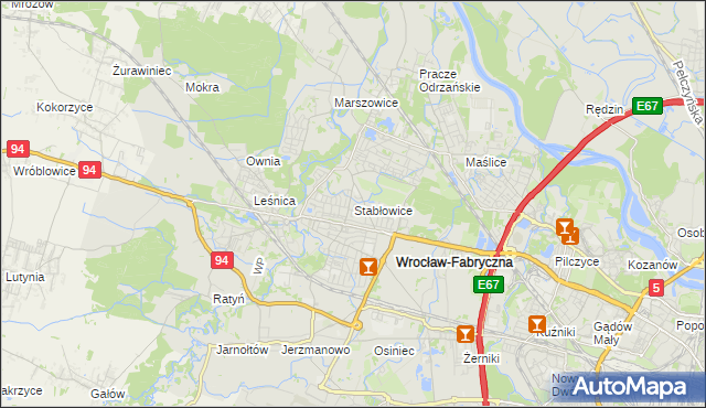 mapa Stabłowice, Stabłowice na mapie Targeo