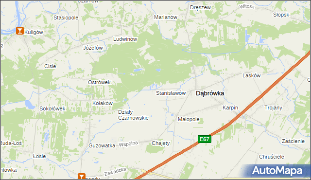 mapa Stanisławów gmina Dąbrówka, Stanisławów gmina Dąbrówka na mapie Targeo