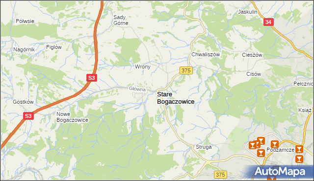 mapa Stare Bogaczowice, Stare Bogaczowice na mapie Targeo