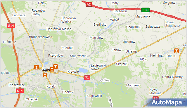 mapa Stare Łagiewniki, Stare Łagiewniki na mapie Targeo