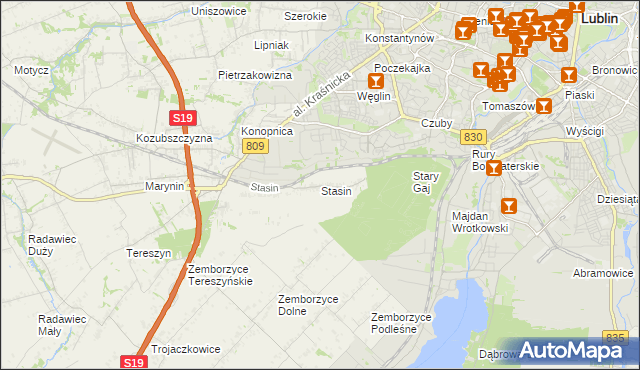 mapa Stasin gmina Konopnica, Stasin gmina Konopnica na mapie Targeo