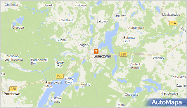 mapa Sulęczyno, Sulęczyno na mapie Targeo