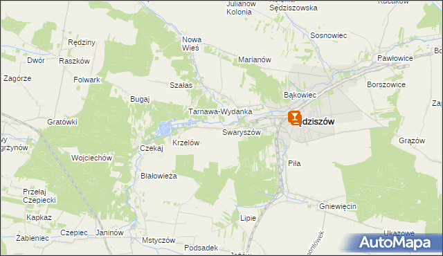 mapa Swaryszów, Swaryszów na mapie Targeo