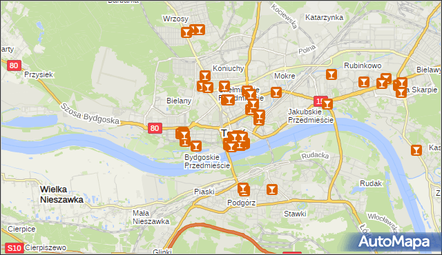 mapa Torunia, Toruń na mapie Targeo