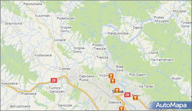 mapa Trepcza, Trepcza na mapie Targeo