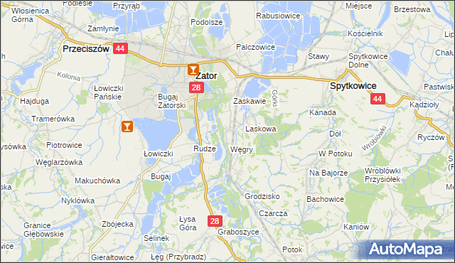 mapa Trzebieńczyce, Trzebieńczyce na mapie Targeo