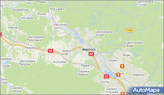 mapa Wąchock, Wąchock na mapie Targeo