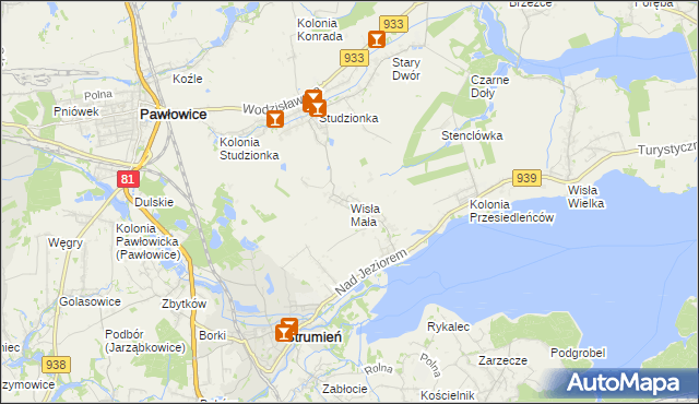mapa Wisła Mała, Wisła Mała na mapie Targeo