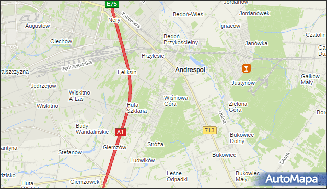 mapa Wiśniowa Góra, Wiśniowa Góra na mapie Targeo