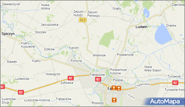 mapa Witaniów, Witaniów na mapie Targeo