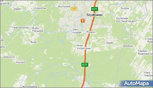 mapa Wola Korzeniowa, Wola Korzeniowa na mapie Targeo