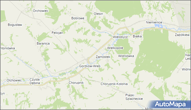 mapa Zamostek gmina Gorzków, Zamostek gmina Gorzków na mapie Targeo