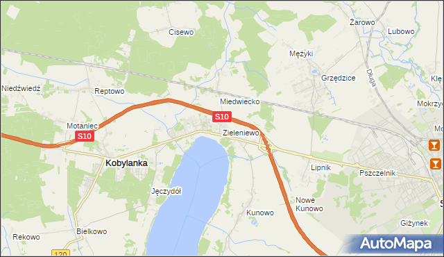 mapa Zieleniewo gmina Kobylanka, Zieleniewo gmina Kobylanka na mapie Targeo