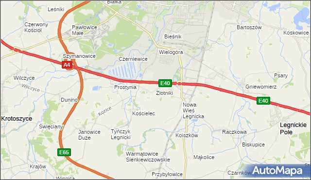 mapa Złotniki gmina Krotoszyce, Złotniki gmina Krotoszyce na mapie Targeo
