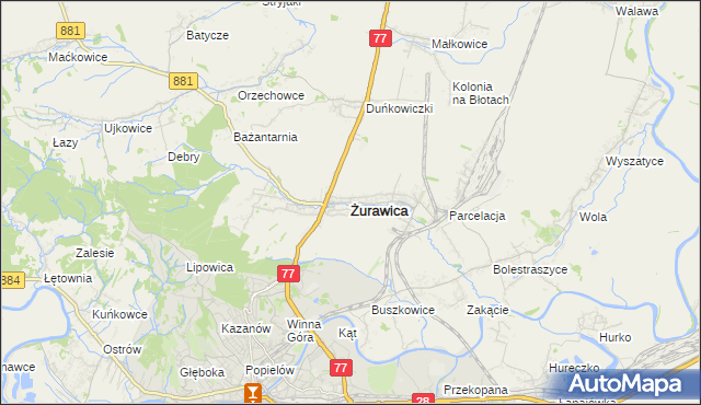 mapa Żurawica powiat przemyski, Żurawica powiat przemyski na mapie Targeo