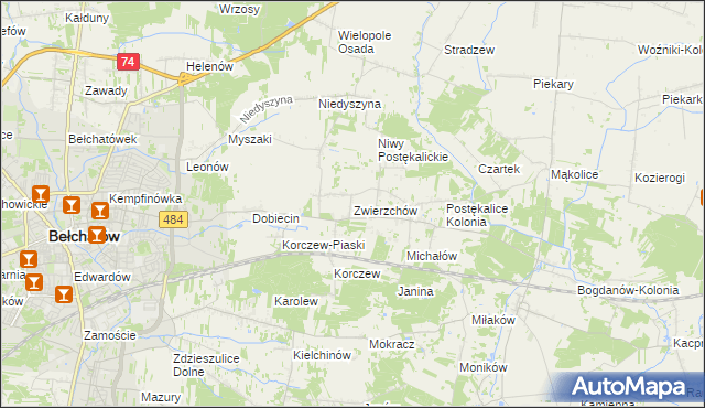 mapa Zwierzchów, Zwierzchów na mapie Targeo