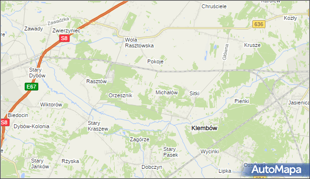 mapa Michałów gmina Klembów, Michałów gmina Klembów na mapie Targeo
