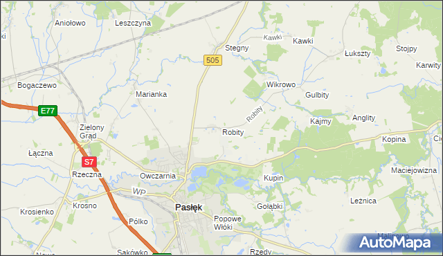 mapa Robity gmina Pasłęk, Robity gmina Pasłęk na mapie Targeo