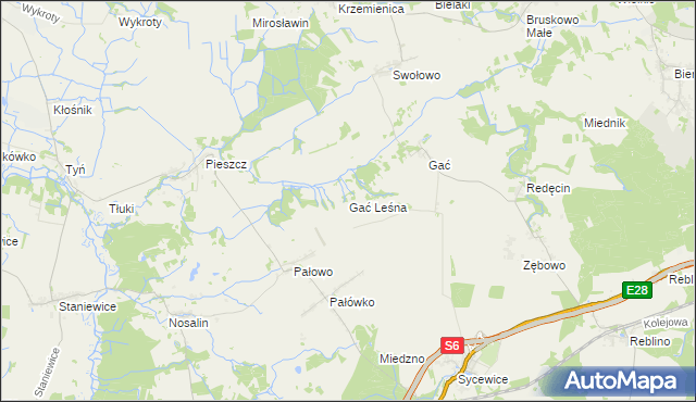 mapa Gać Leśna, Gać Leśna na mapie Targeo