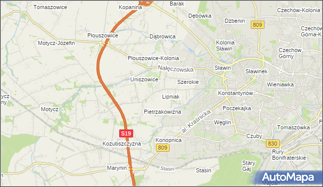 mapa Lipniak gmina Konopnica, Lipniak gmina Konopnica na mapie Targeo