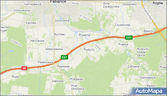 mapa Rydzyny, Rydzyny na mapie Targeo