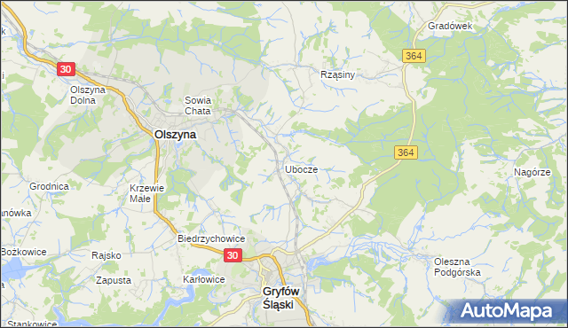 mapa Ubocze gmina Gryfów Śląski, Ubocze gmina Gryfów Śląski na mapie Targeo