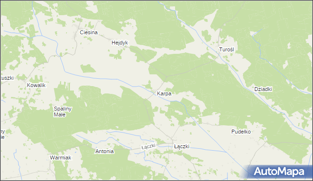 mapa Karpa gmina Pisz, Karpa gmina Pisz na mapie Targeo