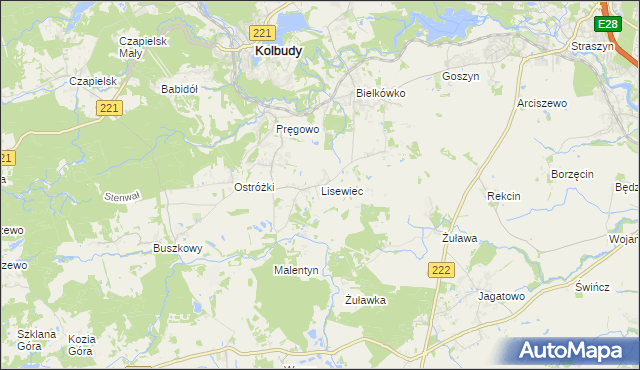 mapa Lisewiec, Lisewiec na mapie Targeo