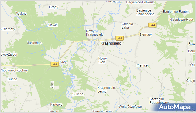 mapa Nowy Sielc gmina Krasnosielc, Nowy Sielc gmina Krasnosielc na mapie Targeo