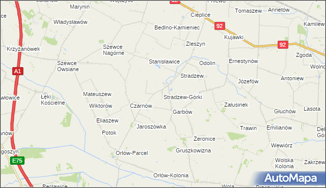 mapa Stradzew-Górki, Stradzew-Górki na mapie Targeo