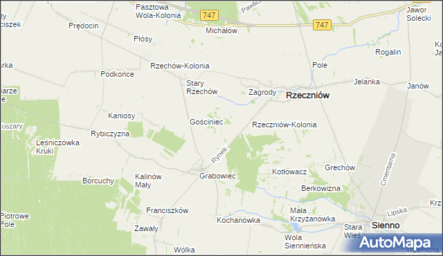 mapa Wincentów gmina Rzeczniów, Wincentów gmina Rzeczniów na mapie Targeo
