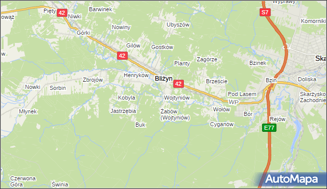 mapa Wojtyniów, Wojtyniów na mapie Targeo