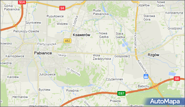 mapa Wola Zaradzyńska, Wola Zaradzyńska na mapie Targeo