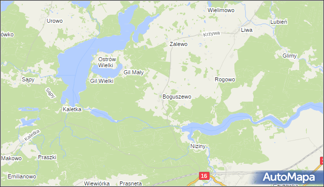 mapa Boguszewo gmina Miłomłyn, Boguszewo gmina Miłomłyn na mapie Targeo