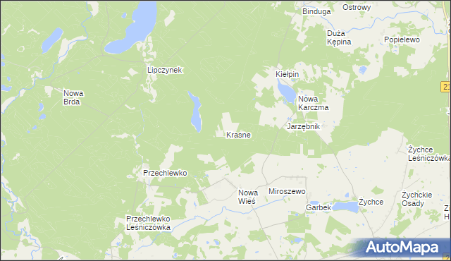 mapa Krasne gmina Przechlewo, Krasne gmina Przechlewo na mapie Targeo