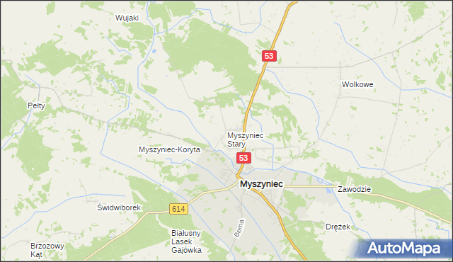 mapa Myszyniec Stary, Myszyniec Stary na mapie Targeo