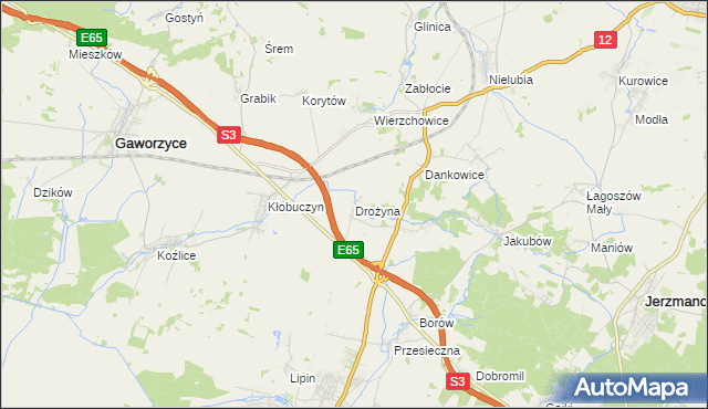 mapa Drożyna, Drożyna na mapie Targeo