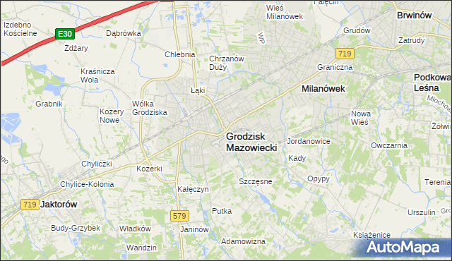 mapa Grodzisk Mazowiecki, Grodzisk Mazowiecki na mapie Targeo