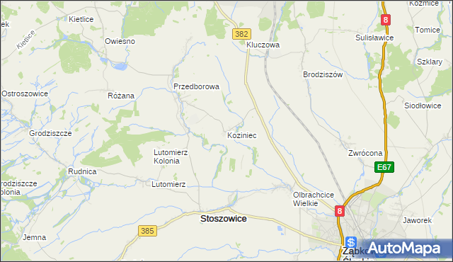 mapa Koziniec gmina Ząbkowice Śląskie, Koziniec gmina Ząbkowice Śląskie na mapie Targeo