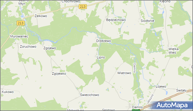 mapa Lipno gmina Główczyce, Lipno gmina Główczyce na mapie Targeo