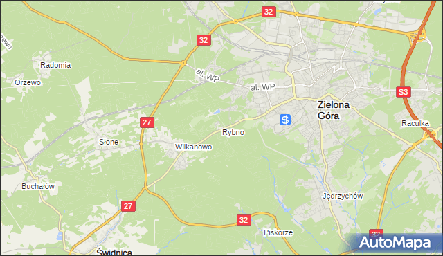 mapa Rybno gmina Świdnica, Rybno gmina Świdnica na mapie Targeo