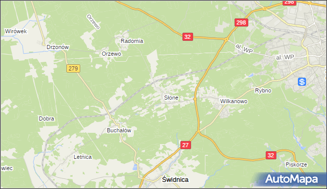 mapa Słone gmina Świdnica, Słone gmina Świdnica na mapie Targeo