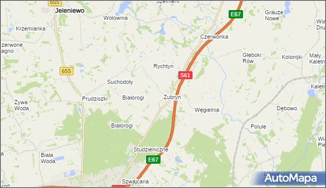 mapa Żubryn, Żubryn na mapie Targeo