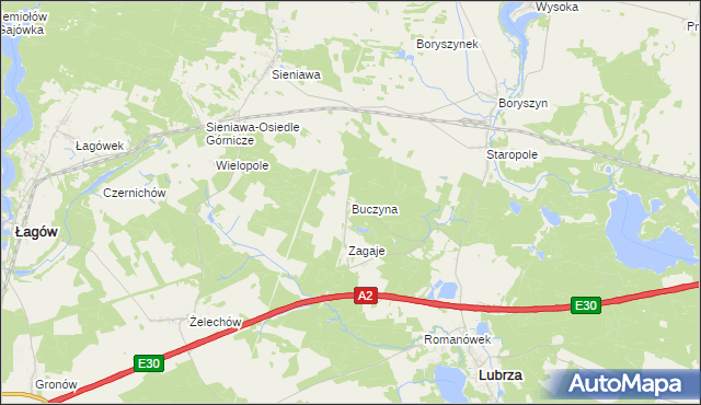 mapa Buczyna gmina Lubrza, Buczyna gmina Lubrza na mapie Targeo