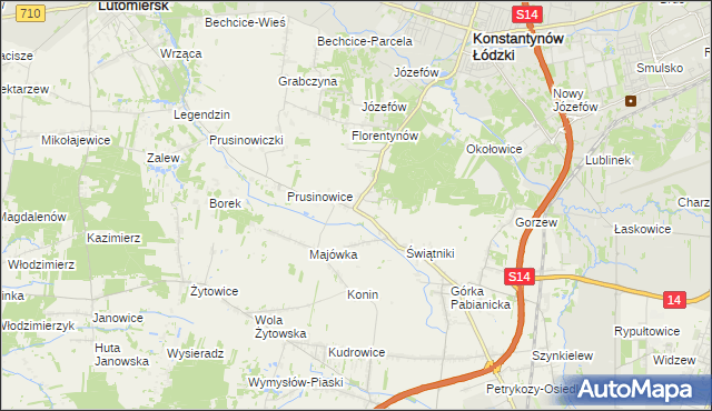 mapa Porszewice, Porszewice na mapie Targeo