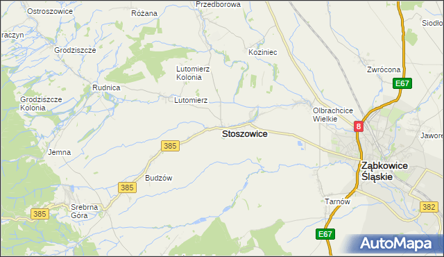 mapa Stoszowice, Stoszowice na mapie Targeo