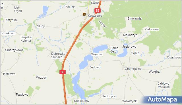 mapa Wąsosz gmina Szubin, Wąsosz gmina Szubin na mapie Targeo