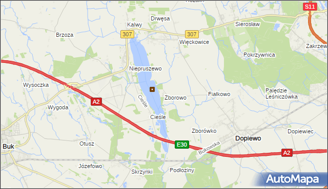 mapa Zborowo, Zborowo na mapie Targeo